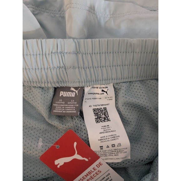 PUMA Youth Girls L Cargo Shorts NWT Turquoise Pocket Performance Athletic Sports - Picture 5 of 6